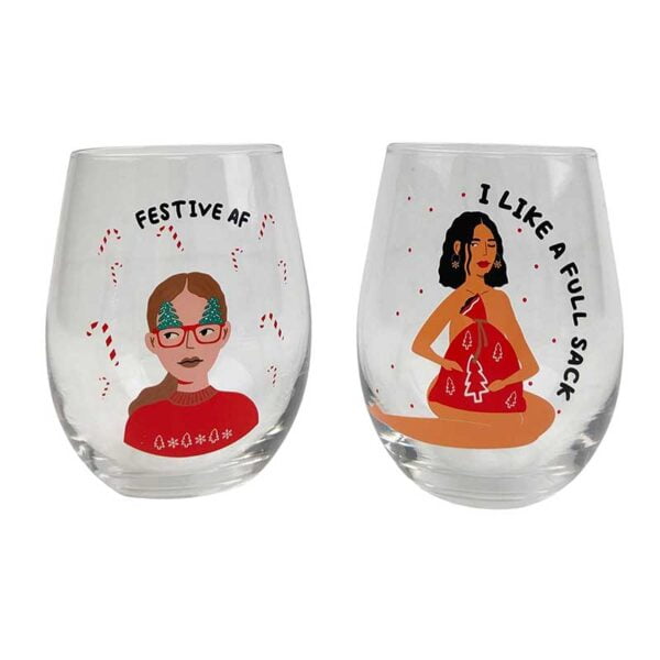 I Like it Festive AF Wine Glass - Love Shack Giftware