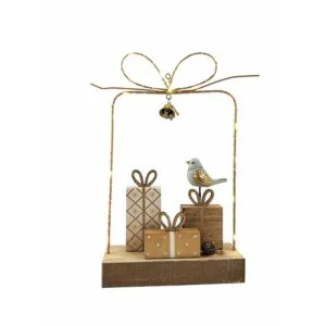 Presents in a Present with Lights Decoration White & Gold - Love Shack Giftware
