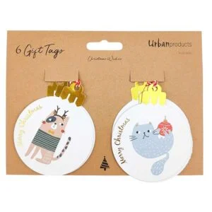 Quirky Christmas Cats Bauble Gift Tag - Love Shack Giftware