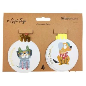 Quirky Christmas Dogs Bauble Gift Tag - Love Shack Giftware
