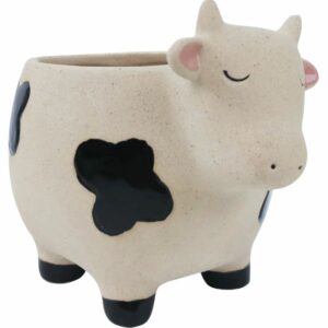 Cow Planter Sand Black Med 14cm - Love Shack Giftware