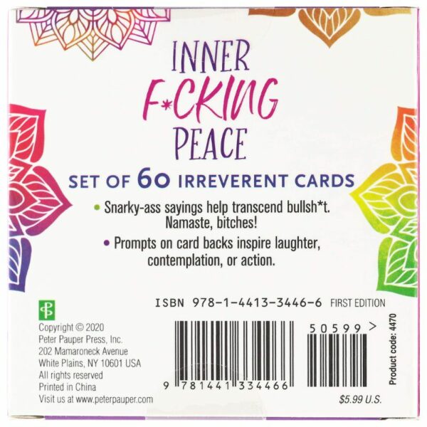 Inner Fucking Peace Cards - Back of Cover - Love Shack Giftware