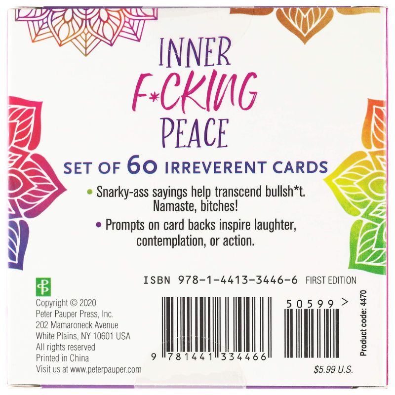 Inner Fucking Peace Cards - Back of Cover - Love Shack Giftware