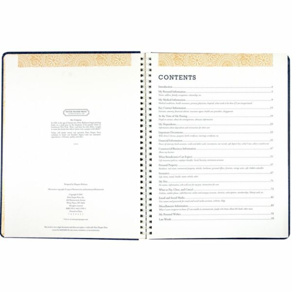 Peace of Mind Planner Contents - Love Shack Giftware