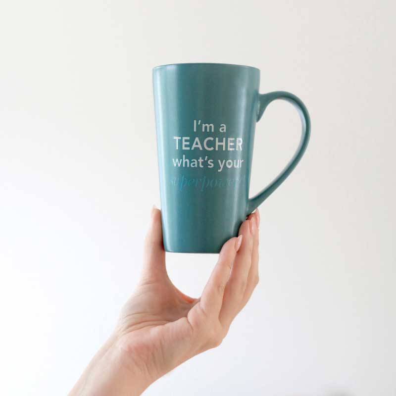 Teacher Superpower Latte Mug Handheld - Love Shack Giftware