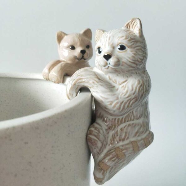 Cat Pot Hanger White & Pink - Love Shack Giftware