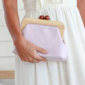 Soft Lavender - Leather & Wood Clutch - Love Shack Giftware
