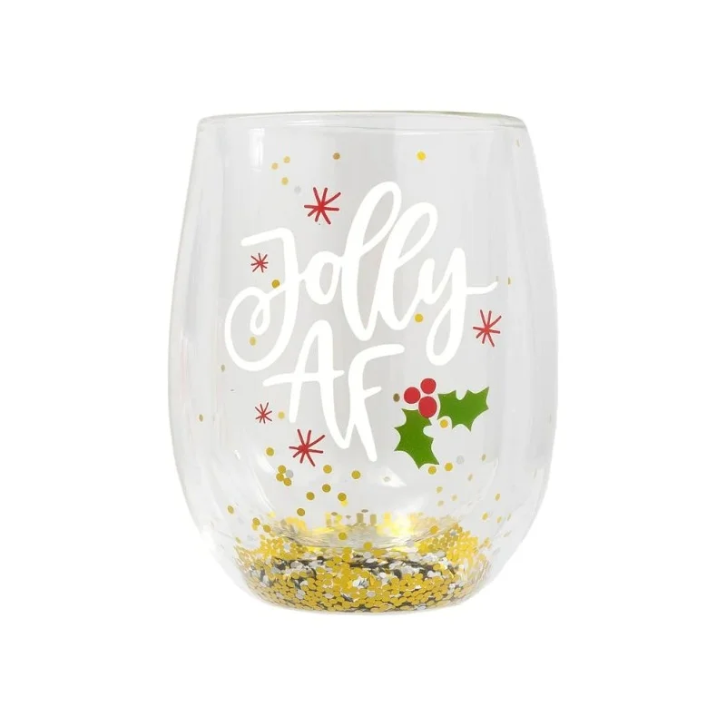 Splosh Christmas Stemless Glass - Jolly AF - Love Shack Giftware