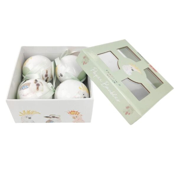 Frankie B Christmas Aus Birds Bauble Gift Box Green 5cm - Love Shack Giftware
