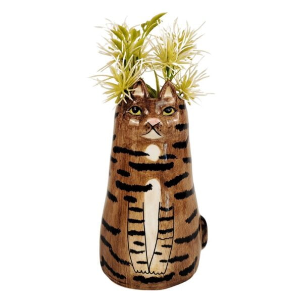 Sitting Cat Vase Grey 13cm - Love Shack Giftware