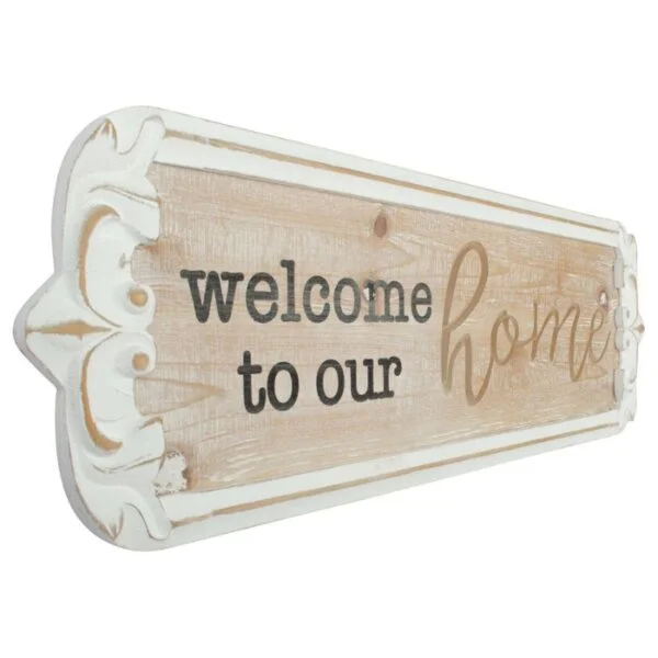 80cm Carved “Welcome to Our Home” Wall Art - SIde On View - Love Shack Giftware