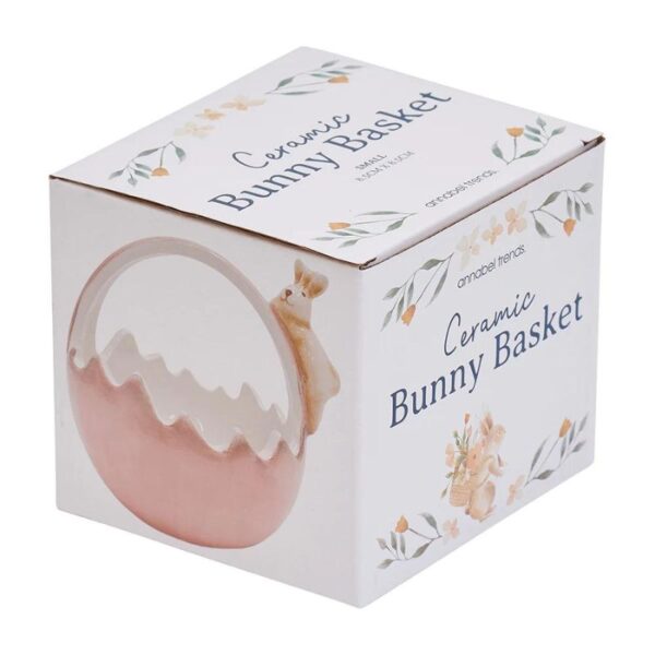 Ceramic Bunny Basket Pink - Side on View - Love Shack Giftware