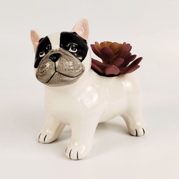Cute French Bulldog Planter White 13.5cm - Love Shack Giftware