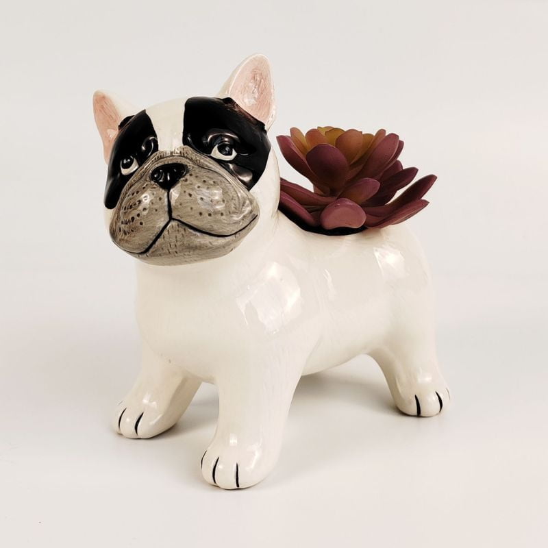 Cute French Bulldog Planter White 13.5cm - Love Shack Giftware