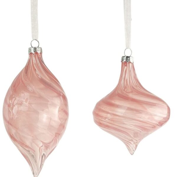 Glossy Swirl Onion & Teardrop Pink Bauble 13cm - Love Shack Giftware