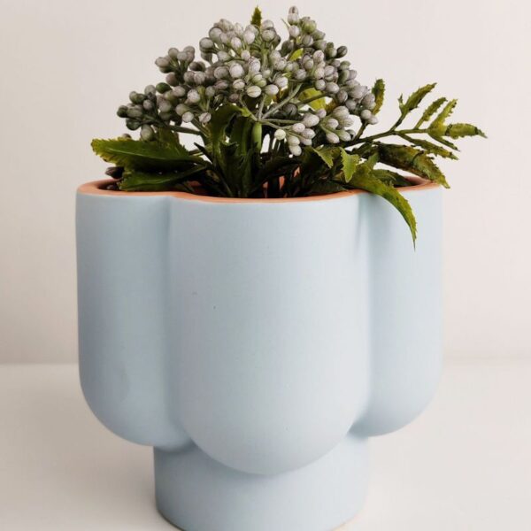 Groovy Flower Planter Blue & Coral 13cm - Love Shack Giftware