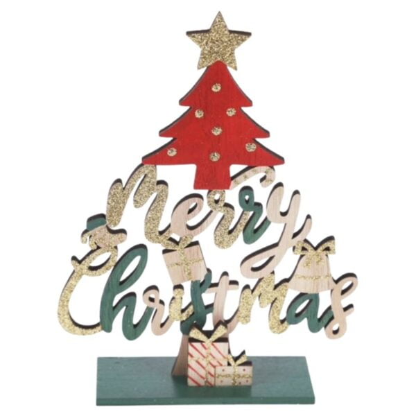 MERRY CHRISTMAS TREE DECORATION RED GREEN AND GOLD - LOVE SHACK GIFTWARE