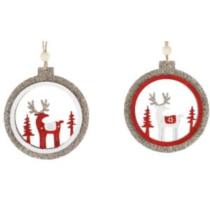 Reindeer Scene in Bauble Hanging Decoration - Love Shack Giftware