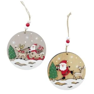 Santa Scene in Bauble Hanging Decoration - Love Shack Giftware