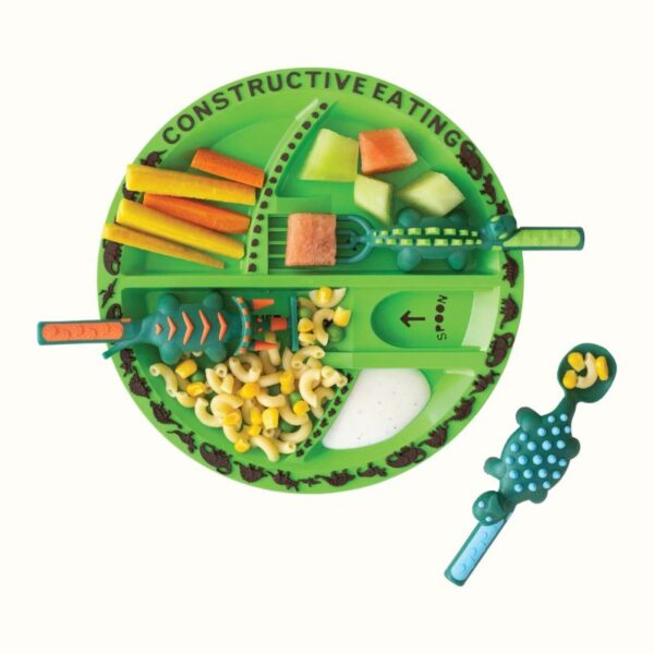 Constructive Eating - Dino Utensils & Plate with Food - Love Shack Giftware