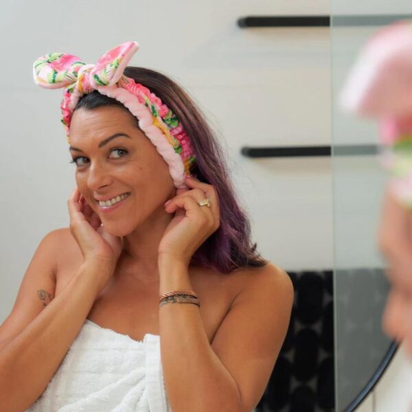 Printed Headband & Scrunchie Set - Pink Banksia 2 - Love Shack Giftware