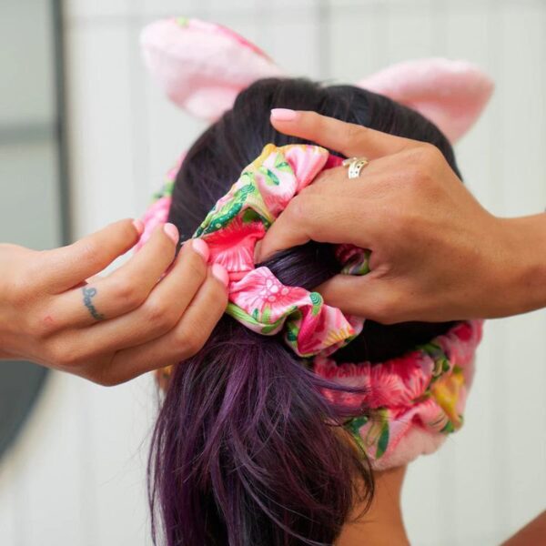 Printed Headband & Scrunchie Set - Pink Banksia Scrunchie - Love Shack Giftware