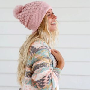 Women’s Beanie with Pom Pom – Pink - Love Shack Giftware
