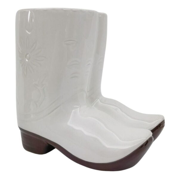 Cowboy Boots Planter White 16cm - Love Shack Giftware (1)