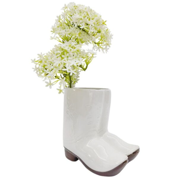 Cowboy Boots Planter White 16cm - Love Shack Giftware