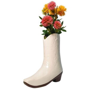 Cowgirl Boot Vase White 19cm - Love Shack Giftware