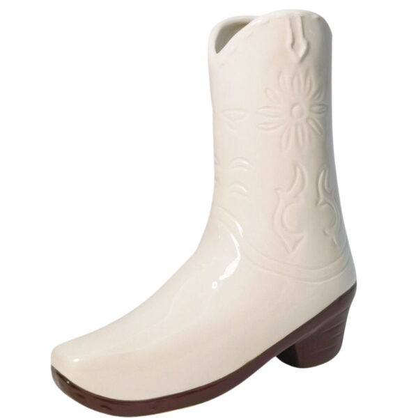 Cowgirl Boot Vase White 19cm - Love Shack Giftware (1)