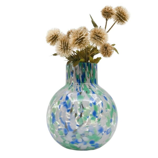 Jaslyn Speckle Glass Vase Green & Blue 17cm - Love Shack Giftware