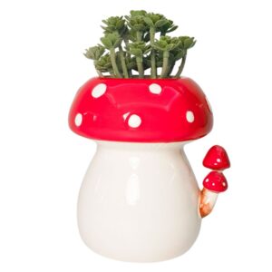 Toadstool with Toadstools Planter White 14cm - Love Shack Giftware (1)